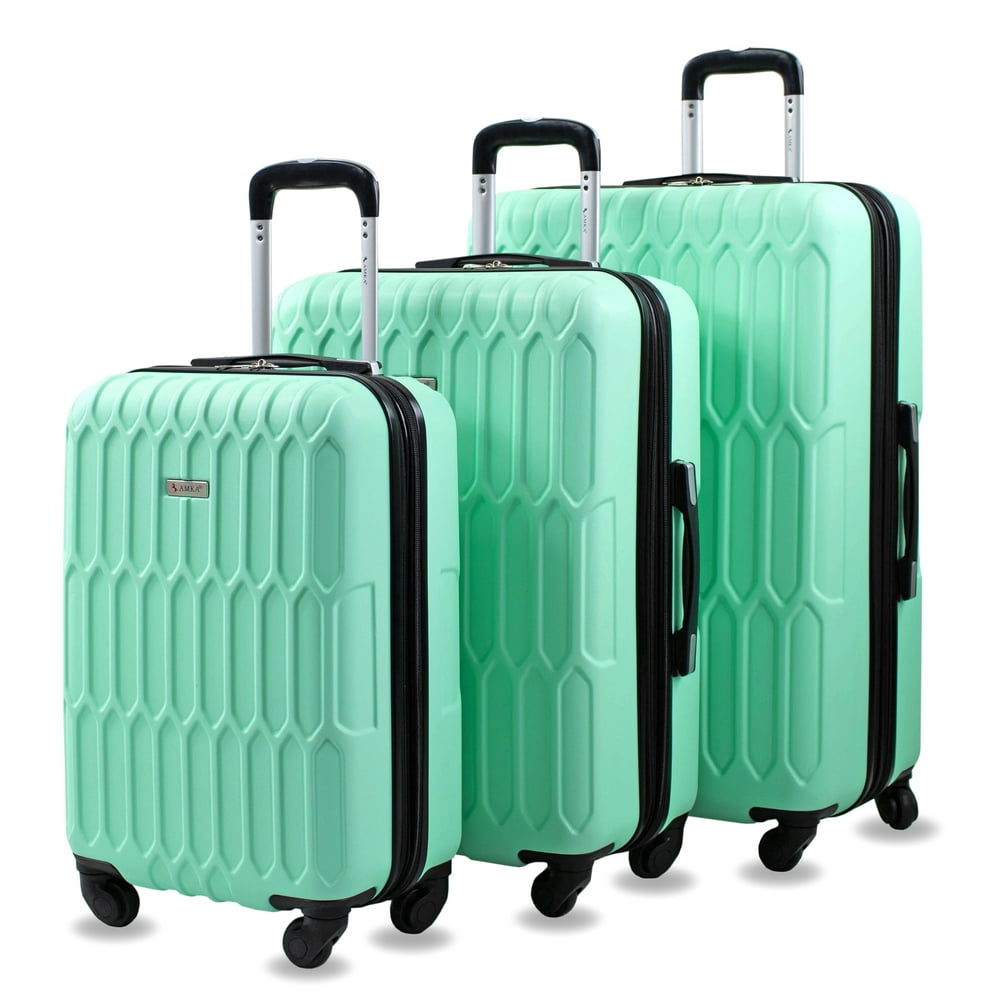 Amka - AMKA Honeycomb 3-Piece Mint Expandable Spinner Luggage Set ...