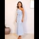 thumbnail image 5 of Vestido de un Solo Hombro para Mujer, con Flores 3D, Sin Mangas, con Cintura Ajustada, para Cóctel o Fiesta de Verano. Azul M, 5 of 8