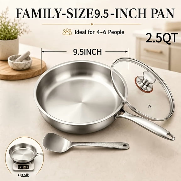 2.5QT Titanium Hammered Frying Pan with Lid