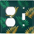 thumbnail image 4 of Metal Light Switch Plate Cover Tropical Jungle Palm Leaves Yellow Green JGL013, 4 of 13