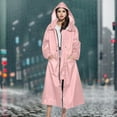 thumbnail image 2 of Rain Coats Womens with Hood Lightweight Windbreaker Zip Drawstring Raincoat with Pockets Pink Panchos Rain L, 2 of 7
