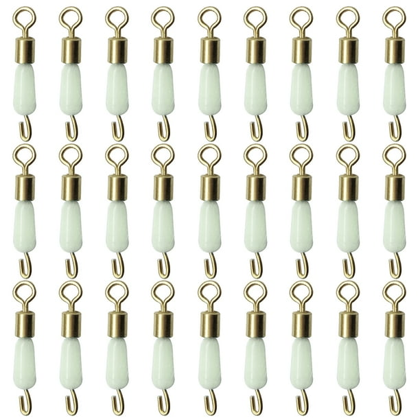 Giratorios De Pesca 30pcs Rodamiento de bolas Anillos giratorios Conector de pesca Ganchos de enlace rápido (Blanco M)