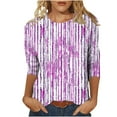 thumbnail image 2 of Odbmxy 3/4 Sleeve Womens Tee Shirts Fall Women's Tops Business Striped Bottoming Classy Loose Casual Tops,Pink XL, 2 of 5