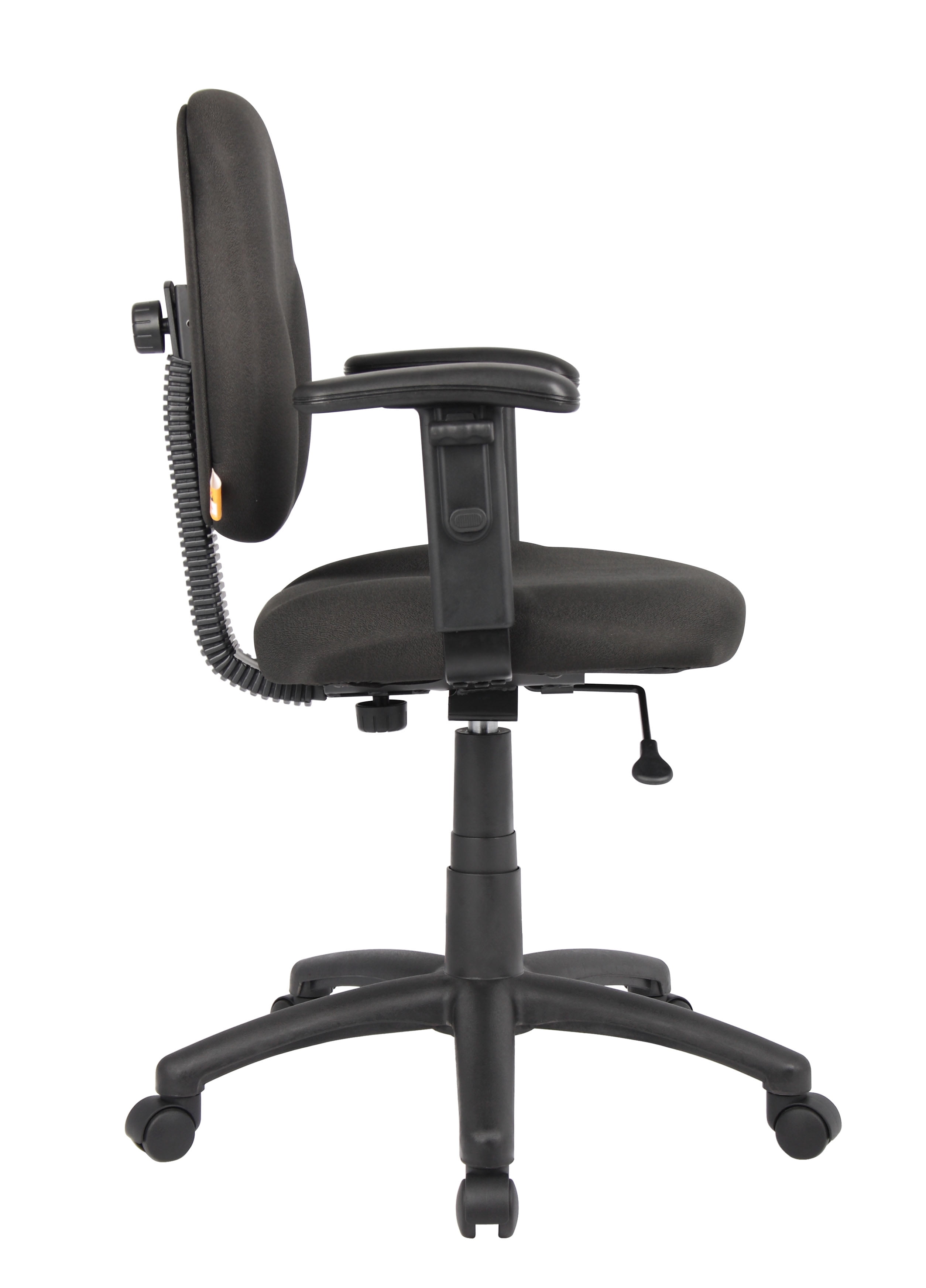 Boss Office Products Fabric Upholstered Wide Seat Office Swivel Chair with Arms in Black