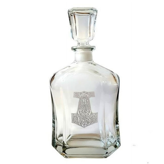 Lyoncraft DCMJ01 23.75 oz Mjolnir Thors Hammer Engraved Decanter Glass