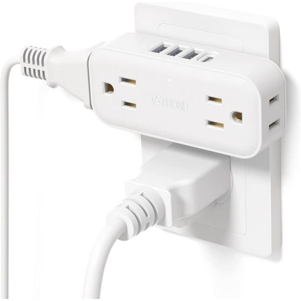 TROND Wall Plug with usb c, Outlet Extender, 4 AC Outlets, 3 USBA