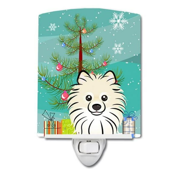 Caroline's Treasures BB1579CNL Christmas Tree and Pomeranian Ceramic Night Light, 6x4x3", multicolor