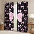 thumbnail image 2 of Erosebridal Pink Bow Blackout Curtains Set of 2 (52x84 Each) For Girls,Cute Loves Pattern Kids Window Curtains, 2 of 7