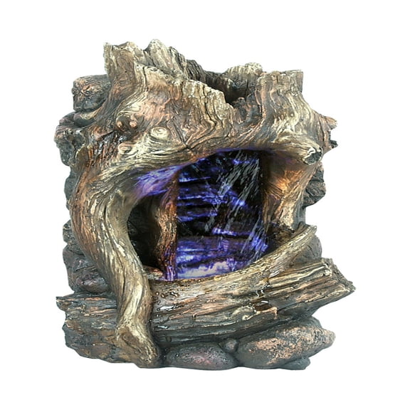 Hi-Line Gifts 11" LED Light Tree Trunk Water Outdoor Garden Fountain