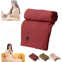 Portable Heated Shawl Wraps for Women, 60"X 31" Heated Shawl with 3 Heating Levels, USB Heated Blanket Shawl, Portable Soft Zipper Shawl Wraps for Women(Wine)