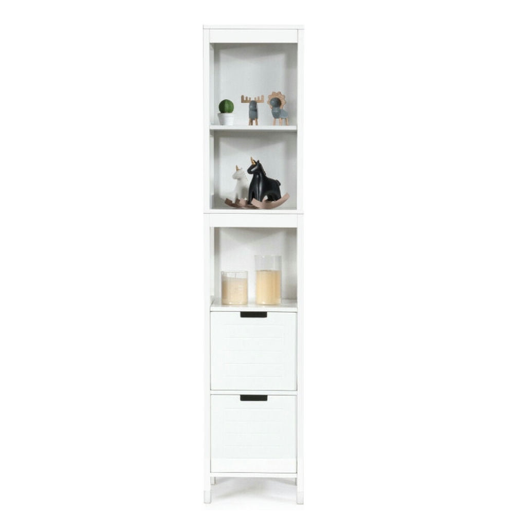 Finihen Bathroom Storage Cabinet, Bathroom Floor Cabinet, 5-Tier Multifunctional Bathroom Floor Cabinet Storage with 2 Drawers, for Bathroom, Living Room, Bedroom, Kitchen, White Finihen Bathroom Storage Cabinet, Bathroom Floor Cabinet, 5-Tier Multifunctional Bathroom Floor Cabinet Storage with 2 Drawers, for Bathroom, Living Room, Bedroom, Kitchen, White
