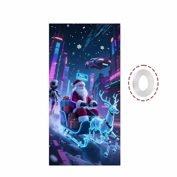 Darzheoy Santa Claus Door Cover Party Decorations for Christmas Holiday Front Door Indoor Outdoor Festive Setup
