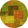 thumbnail image 1 of Ahgly Company Indoor Round Patchwork Yellow Transitional Area Rugs, 7' Round, 1 of 4