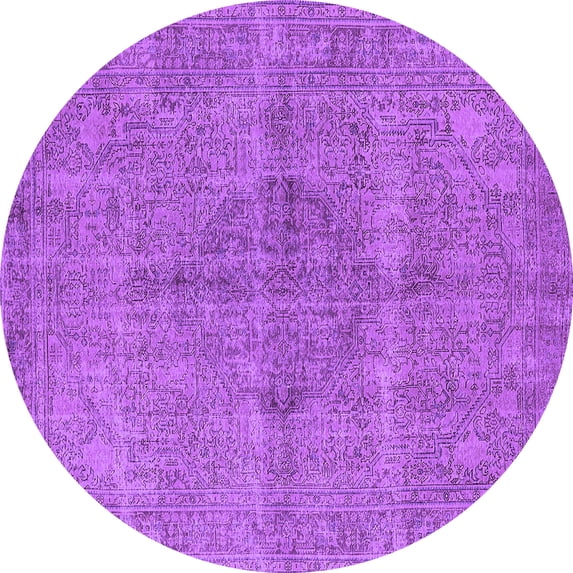 Ahgly Company Indoor Round Oriental Purple Industrial Area Rugs, 7' Round