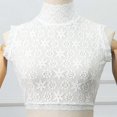 thumbnail image 3 of Women's Ruffle Turtleneck Detachable Fake Collar Half Shirt Blouse Floral Lace Pullover Underwear False Shirt Collar White L, 3 of 5