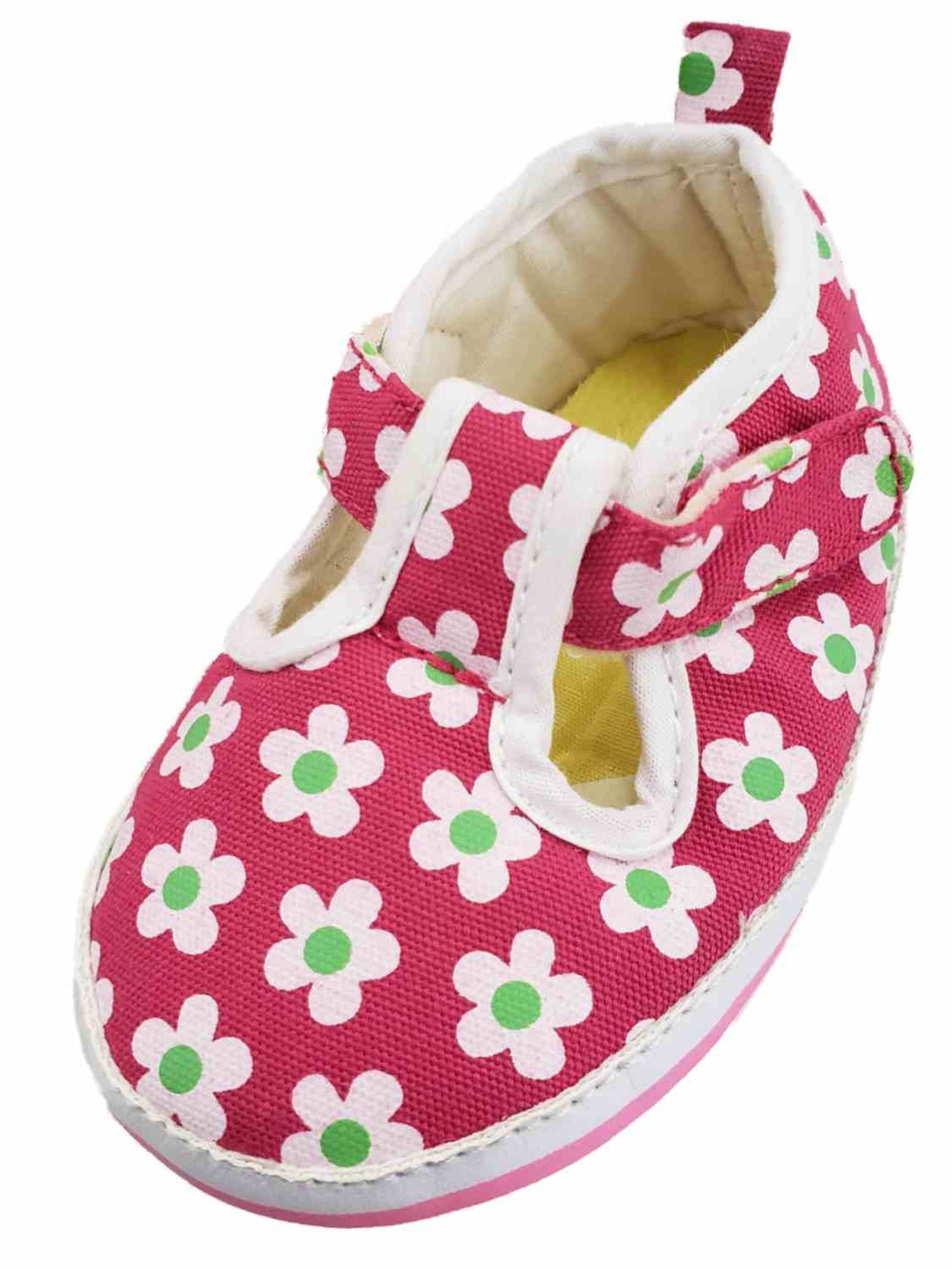 Goldbug Infant Girls Hot Pink Flower Print Mary Jane Flats Baby Shoes