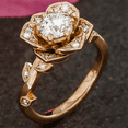 thumbnail image 2 of HeartsAndYou 2.3ct Round Cut Moissanite Engagement Ring for Women 18k Yellow Gold over Silver Flower Solitaire, 2 of 6