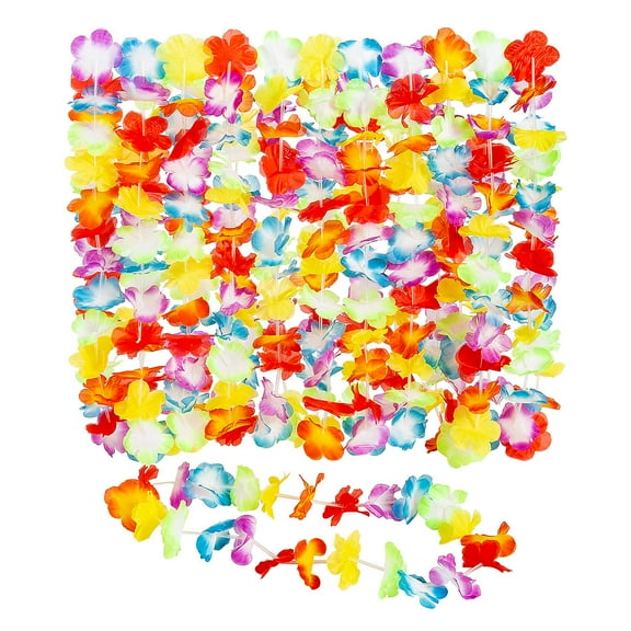 Bright Jumbo Flower Leis - Apparel Accessories - 12 Pieces