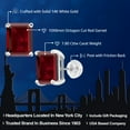 thumbnail image 2 of Gem Stone King 7.80 Ct Emerald Cut 10x8mm Red Garnet 14K White Gold Stud Earrings for Women Men, 2 of 5
