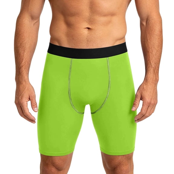 Fewfanhot Men Compression Short Tights, High Elastic Quick Dry Mid Thigh Athletic Base Layer Workout Under Shorts