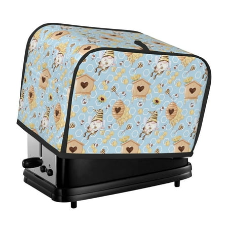 

KLL Cute Gnome Bee Collects Honey Print 2 Slice Toaster Dust Covers Kitchen Small Appliance Cover with 2 Pockets Can hold Jam Spreader Knife & Toaster Tongs (11.4 x 7.9 x 7.5)