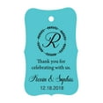 thumbnail image 1 of 100 PCS Custom Made Scallop Edges Hang Tags Thank You For Celebrating Wedding Favor Gift Paper Tags, 1 of 1