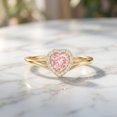 thumbnail image 4 of Rosec Jewels IGI Certified Lab Grown Pink Diamond Heart Promise Ring - Pink White Diamond Ring (1 Ct, Fancy Pink Color - VS1 Clarity), 10K Yellow Gold, US 10.00, 4 of 8