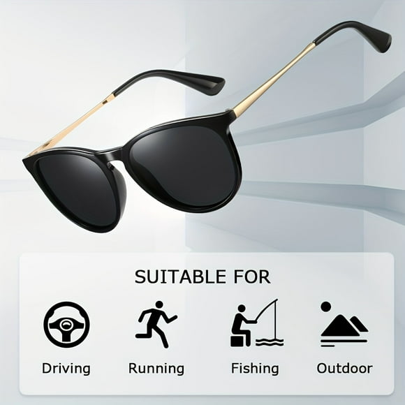 Vintage Sports Glasses - High-Quality Polarized Lenses, Fit Over Prescription Glasses, Anti-Glare, Sun Shades - Stylish Womens Fashion Glasses for Driving, Outdoor Activities, and Everyday Wear