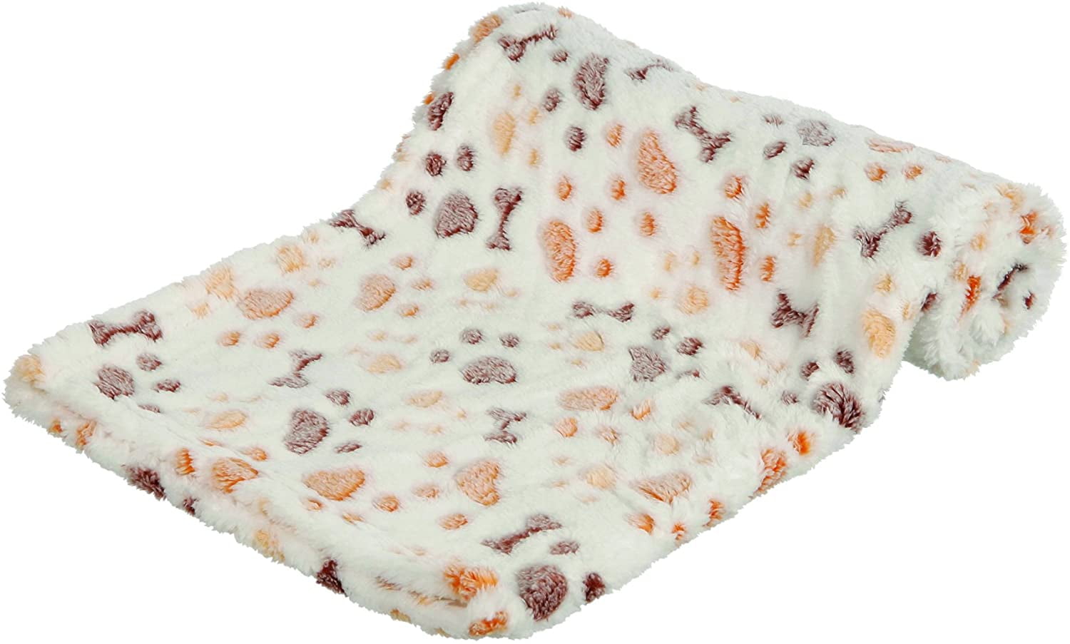 Dog Blanket for Dogs Kitten Puppies, Paw Print Rectangle Soft Warm Winter Pet Blanket Rice White