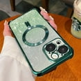 thumbnail image 5 of for iPhone 14 Plus Case Compatible with MagSafe, [Shockproof Edge Protection + Lens Edge Raised Protection], Magnetic Glitter Clear case for iPhone 14 Plus Phone Case for Women/Men (Green), 5 of 9