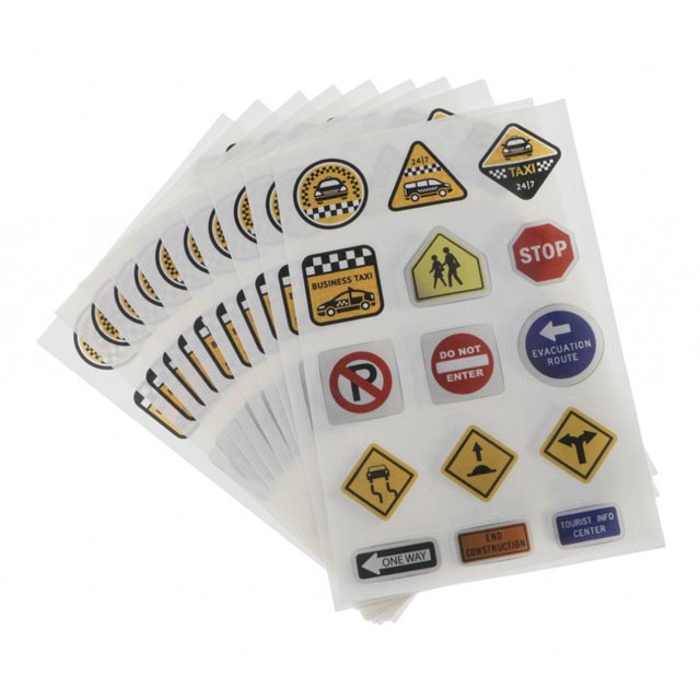 10 hojas de accesorios guete perfecl Etiquetas de tráfico Señales de tráfico Palos para niños juegan Aprender ju C
