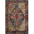 thumbnail image 1 of Safavieh Monaco Collection MNC247R Boho Chic Medallion Distressed Non-Shedding Stain Resistant Living Room Bedroom Area Rug, 8' x 10', Grey / Fuchsia, 1 of 2