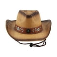 thumbnail image 4 of Sombrero de vaquero de enrollada con cordón de viento bordado ligero Floral mujeres hombres sombreros de sol para senderismo vacaciones SM SunniMix sombrero de vaquero, 4 of 8