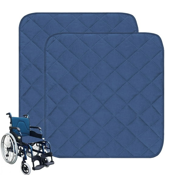Wheelchair Cushion for Incontinence, 2 Pack Waterproof & Absorbent Seat Pad Cover, 22x21 Inch Non-Slip Reusable Washable Chair Protector Pads for Elderly, Patients, Disabled,Dark Blue
