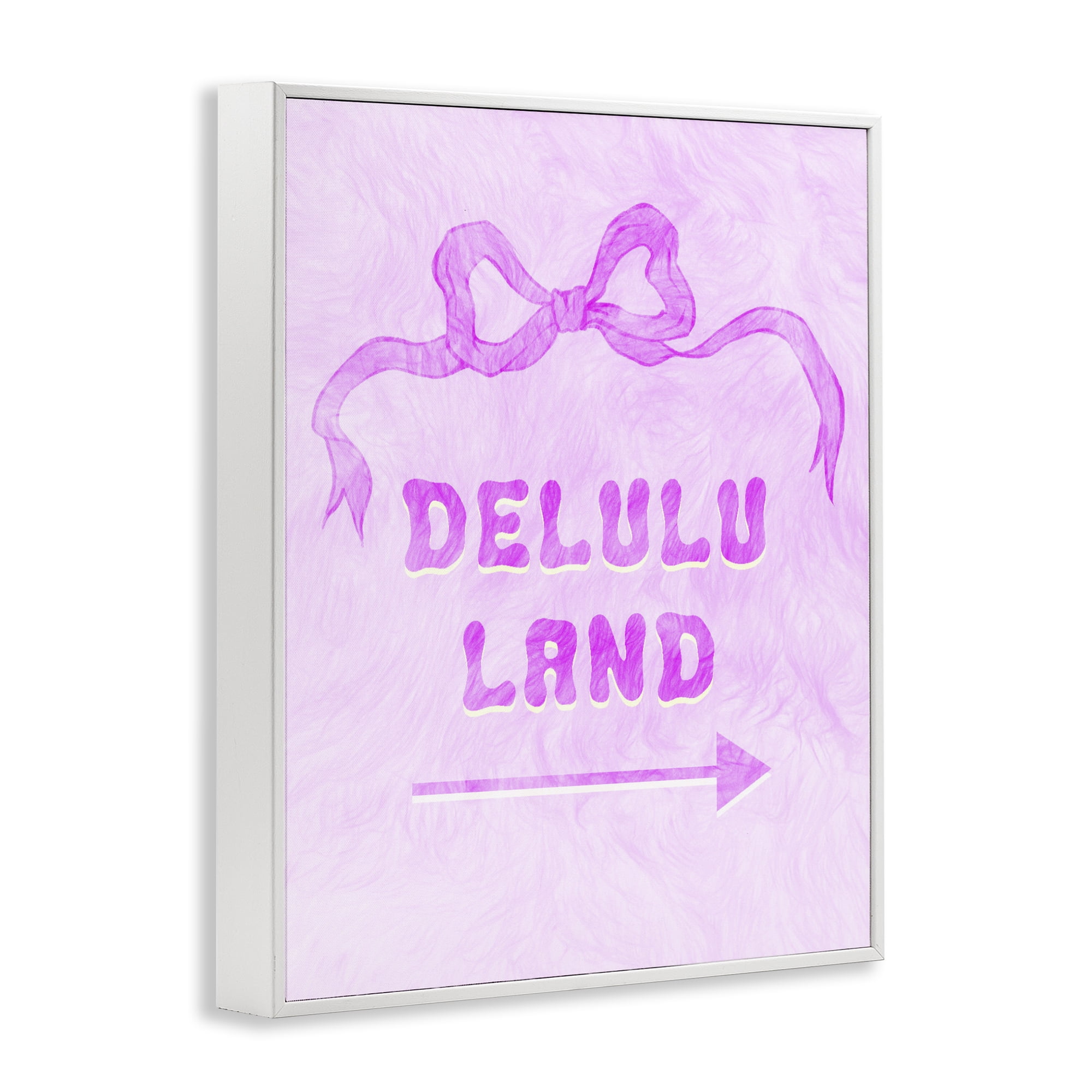 Stupell Industries Delulu Land Feminine Ribbon White Framed Giclee Art, design by Ziwei Li