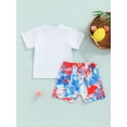 thumbnail image 4 of Faithtur Independence Day Infant Two Piece Outfits, Baby Popsicle Lettering Pattern Short Sleeve T-shirt Tie Dye Drawstring Shorts, 4 of 9