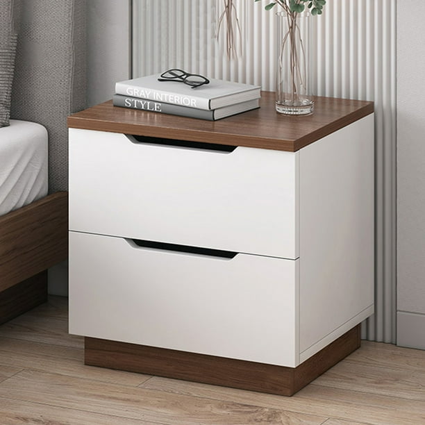 Kerrogee Modern Wood Nightstands With 2, Small White Side Table With Drawers