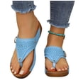 thumbnail image 4 of Womens Sky Blue Summer Sandals | Comfortable Wedge Thong Sandals with Cushioned Insole & Breathable Cutouts for Walking, Casual Outfits,Size 6.5, 4 of 9