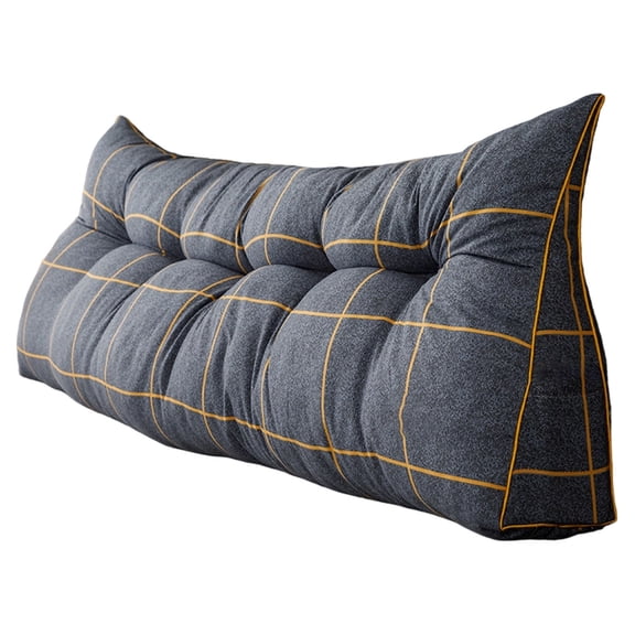 Triangular Wedge Headboard Pillow with Removable Cover, Back Support Bolster for Sitting Up in Bed Reading, Body Positioning Bedrest Cushion with Side Pocket, Comfortable Home Pillow Full 47.2Inch