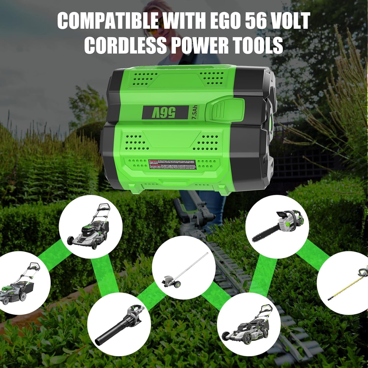 2Pack 7500mAh 56 Volt Lithium ion Battery Replacement for EGO 56V Battery BA1400T BA1400 BA2800T BA2800 BA4200T