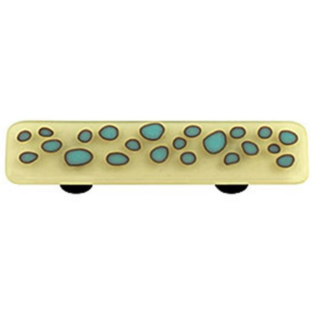 Hot Knobs HK6007-PA Reactive Clear French Vanilla Rectangle Glass Cabinet Pull - Aluminum Post