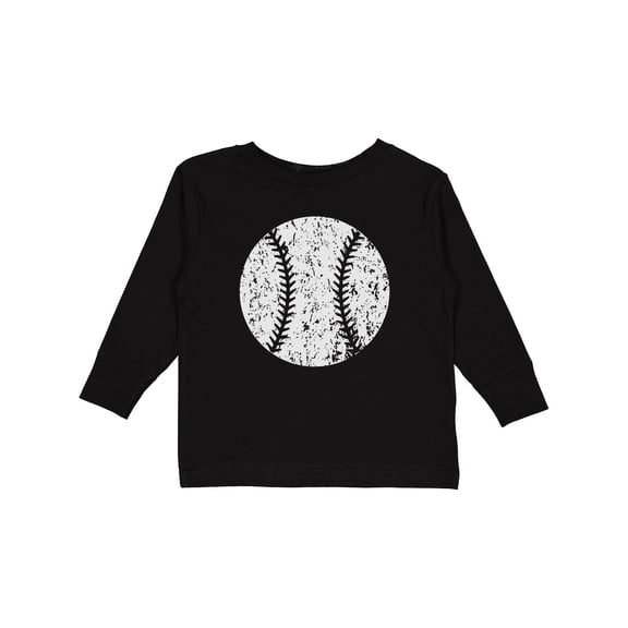 Inktastic Distressed Baseball in White Boys or Girls Long Sleeve Toddler T-Shirt