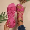 thumbnail image 2 of Yyuenw Women Flock Flat Sandals Crisscross Straps Open Toe Ankle Strap Summer Casual Walking Shoes, 2 of 9