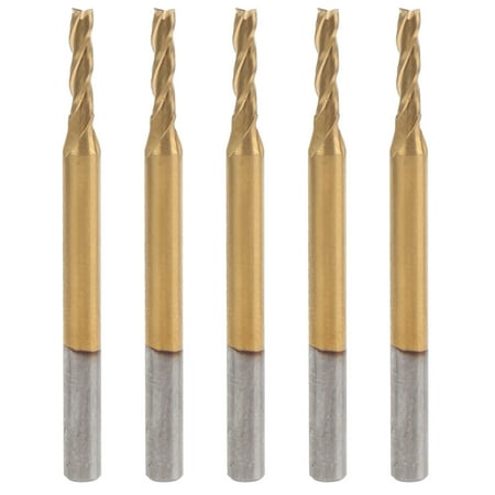 

Slatcetga 5pcs 3‑Flute Flat End Milling Cutter Ti Plating for 3D Carving Drilling Tool 3.175x2x8x40