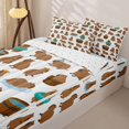 thumbnail image 3 of Erosebridal Cute Cartoon Capybara Zipper Queen Comforter Set with Fitted Sheet and 2 Pillowcases,Water Animal Zipper Bedding Set For Girls,Reversible,4pcs, 3 of 7