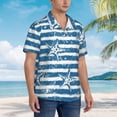 thumbnail image 5 of Kll Men'S Hawaiian Shirt Short Sleeve Button Down Beach Shirts-Ocean On Striped, 5 of 8