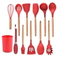 thumbnail image 2 of Cocina Herramientas de cocina Conjunto Mangos de madera de silicona Manejo de aceite Cepillo de aceite Spaghetti Claw Hornear ACCESORIOS DE UTENIDOS DE COCINOS ROJOS 12 Piezas Speravity HA028300-07, 2 of 7