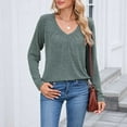 thumbnail image 5 of Arnsht Womens Solid Color Long Sleeve T Shirts V Neck Soft Basic Tee Loose Fit Casual Tops 2025 Fashion Fall Clothes Green XXL, 5 of 8