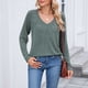 thumbnail image 4 of Ailaofu Women Tops Long Sleeve Shirts V Neck Loose Fit Soft Casual Solid Color T-Shirts Fall Clothing, 4 of 6