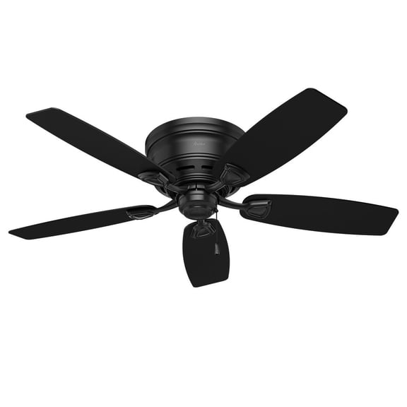 Restored Hunter Fan 48 inch Low Profile Matte Black Outdoor Ceiling Fan, 5 Blade (Refurbished)